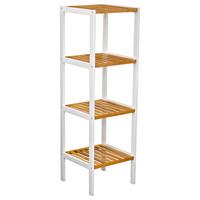 Regal Bambu B 34cm, Weiß/braun - Weiß/Braun, MODERN, Holz/Holzwerkstoff (34/110/33cm)