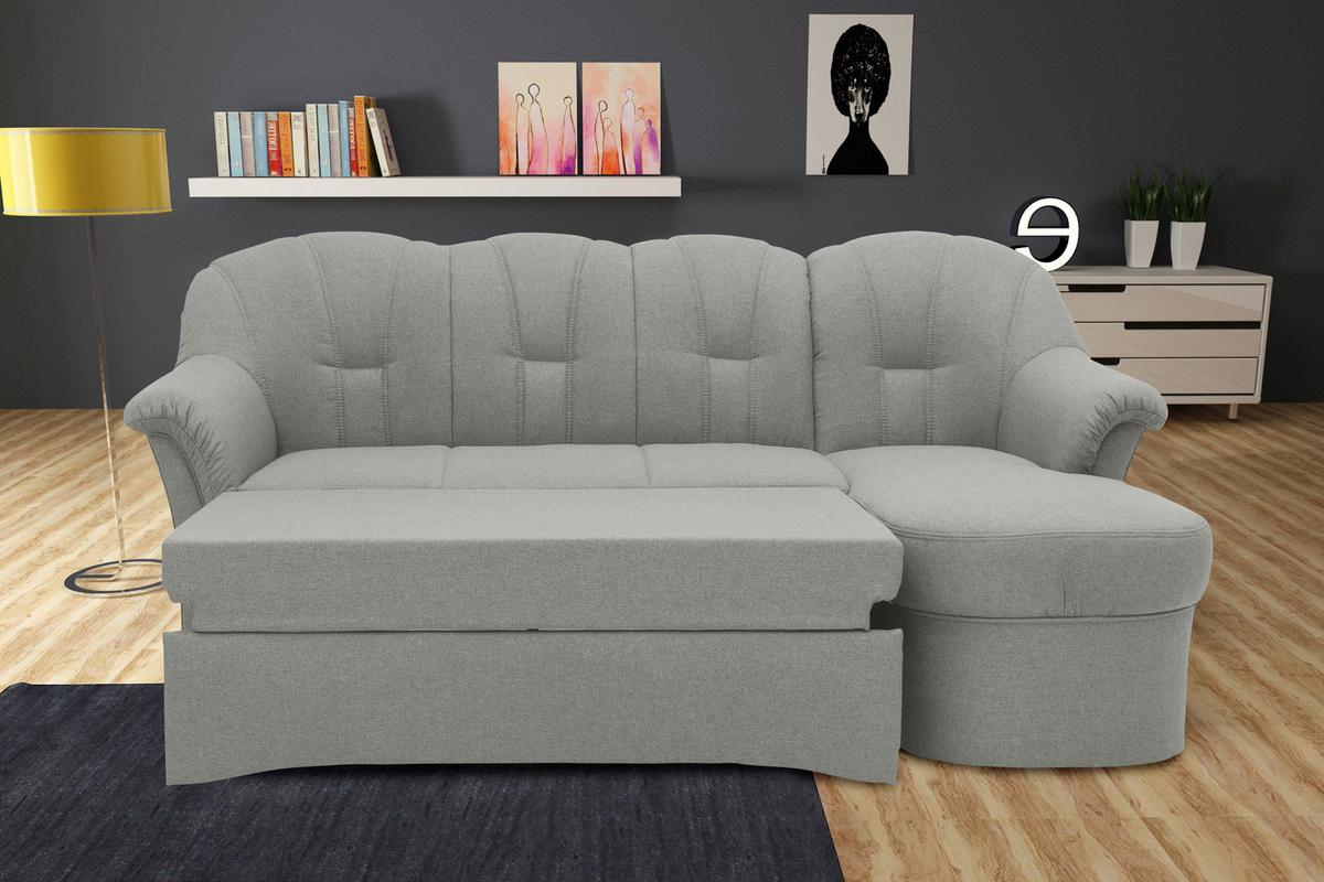 Ecksofa Mit Schlaffunktion Papenburg Silberfarben - Silberfarben/Schwarz, KONVENTIONELL, Textil (233/142cm) - MID.YOU