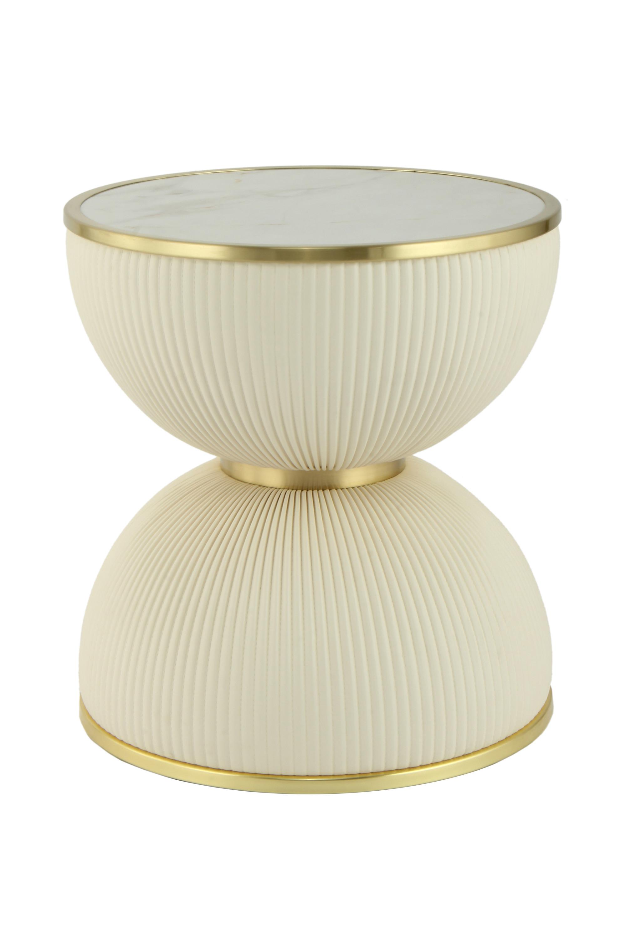 PRÍRUČNÝ STOLÍK JOKAI 225 CREME - zlatá/krémová, Design, kov/textil (47/51cm) - MID.YOU