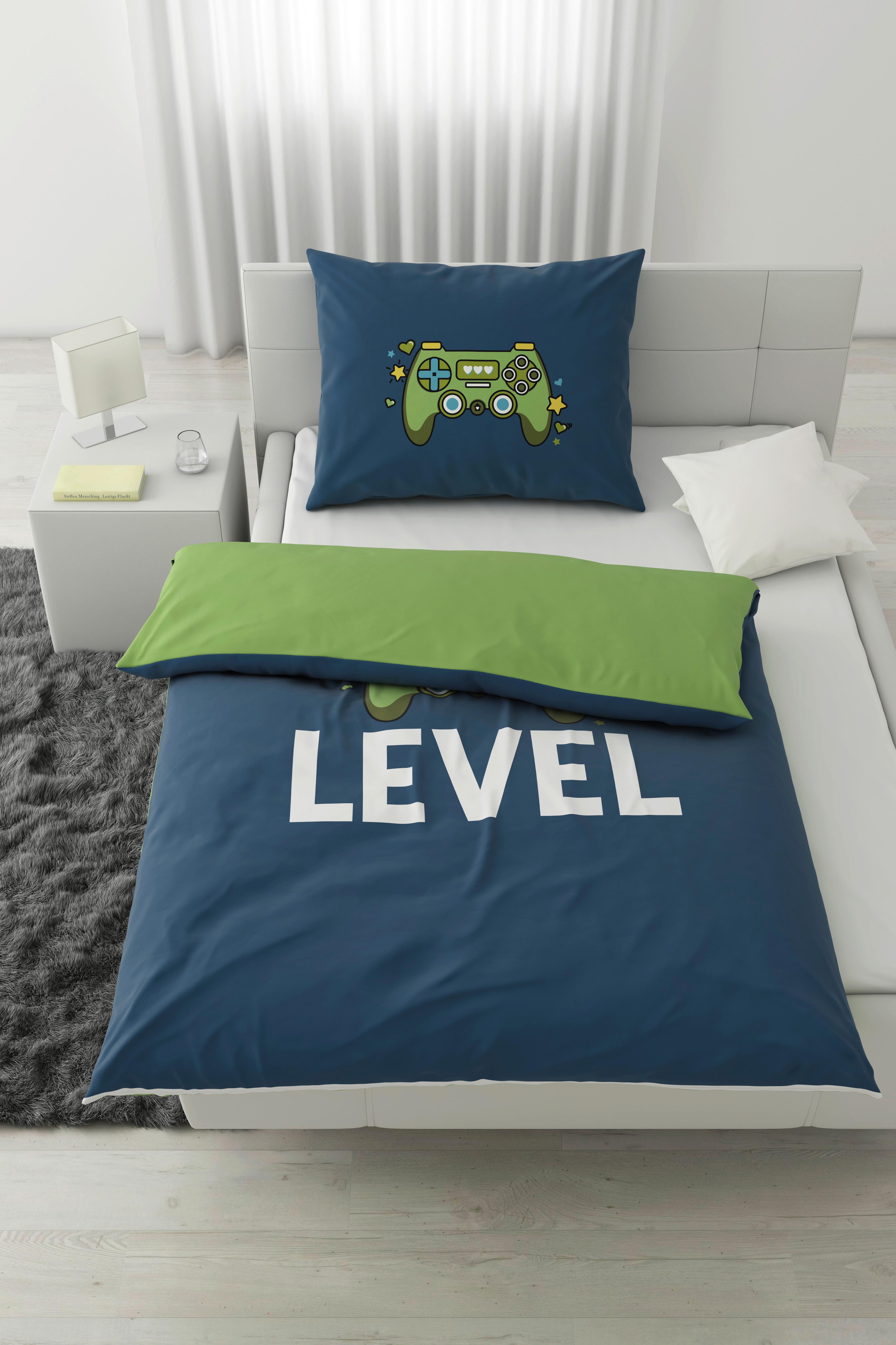Povlečení Level, 70/90 140/200cm - modrá/zelená, textil (140/200cm) - Modern Living