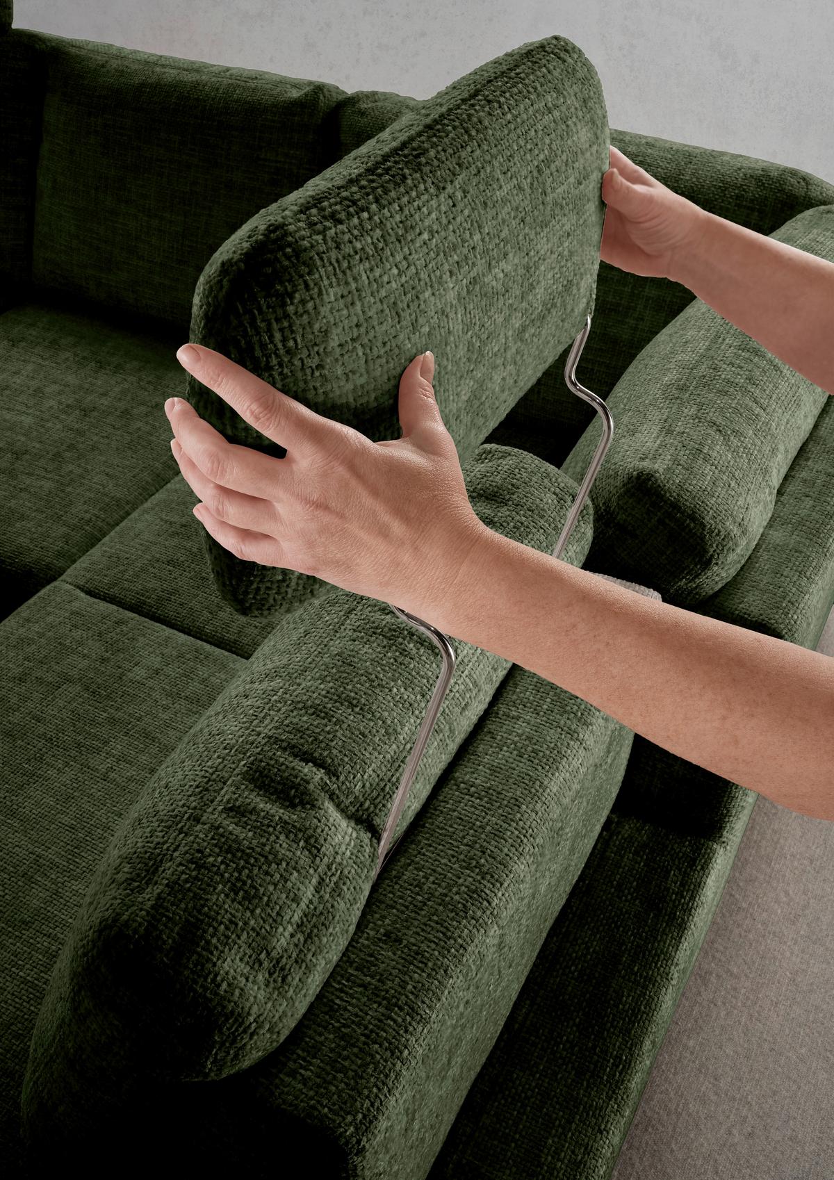 Eckschlafsofa Positano Dunkelgrün S: 265x206 Cm - Wildeiche/Dunkelgrün, MODERN, Textil (265/206cm) - Livetastic