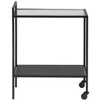 Servierwagen Metall/Glas Seaford Schwarz mit 2 Laden - Klar/Schwarz, Basics, Glas/Kunststoff (60/75/30cm) - MID.YOU