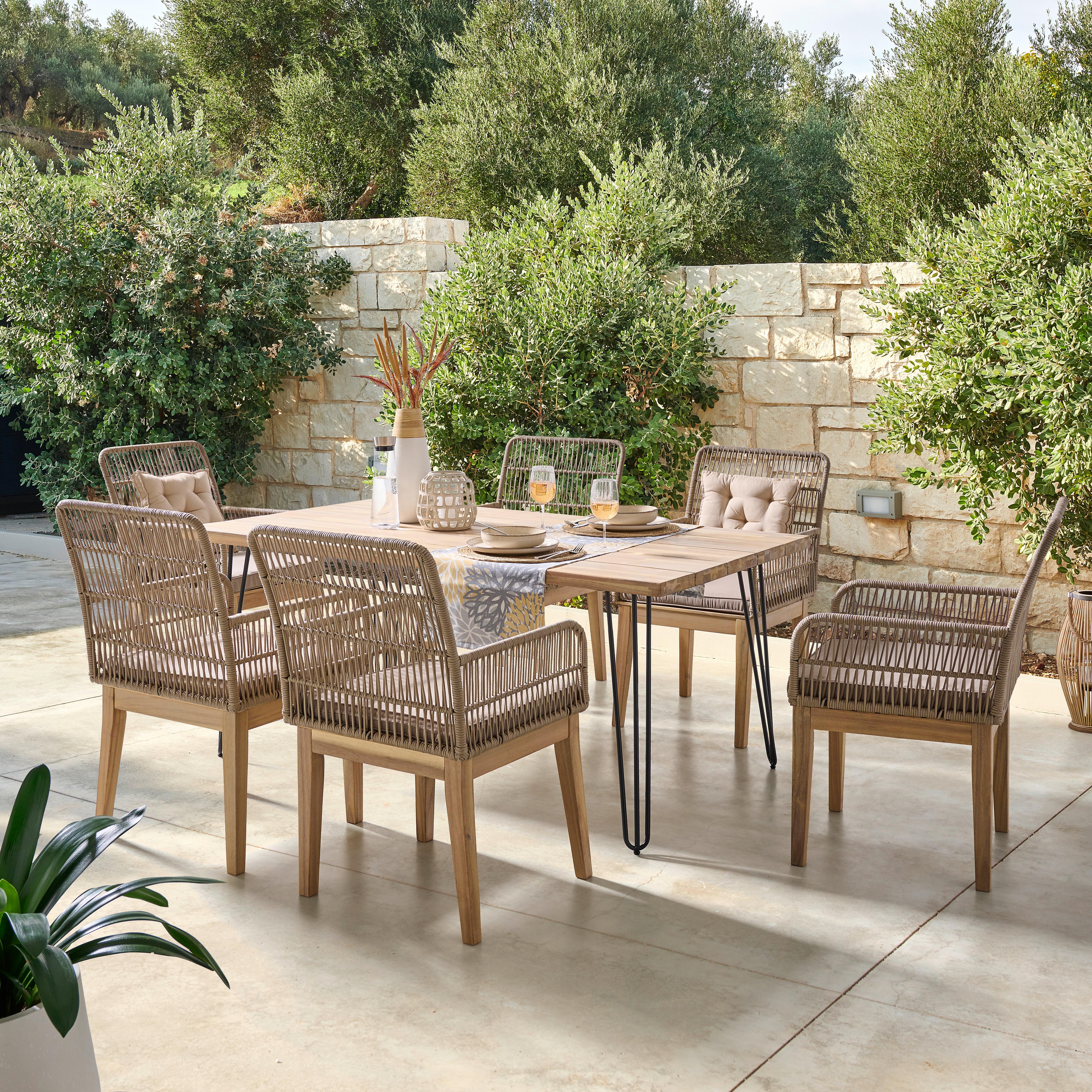 Gartenstuhl Bergen Aus Holz/Kunststoff/Textil - Hellbraun/Hellgrau, MODERN, Holz/Kunststoff (58/92/67cm) - Beldano