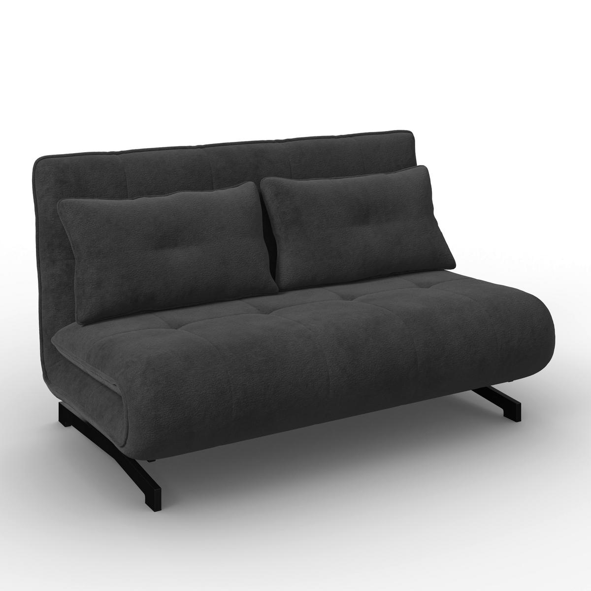 Rozkládací pohovka LUNA, tmavě šedé buklé, max.240 kg - černá/tmavě šedá, Moderní, kov/textil (142/62/40cm) - Bessagi Home