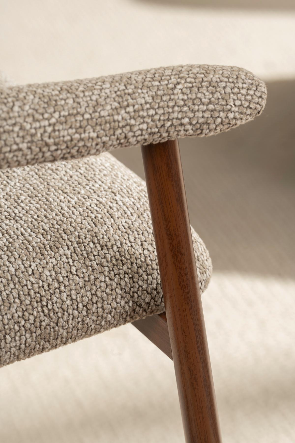 Armlehnstuhl Linea Taupe B: 59 cm - Taupe/Walnussfarben, Basics, Holz/Textil (59/75/62cm) - Livetastic