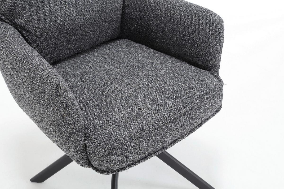 Armlehnstuhl Anthrazit B: 60cm - Anthrazit/Schwarz, MODERN, Textil/Metall (60/93/67cm) - Livetastic