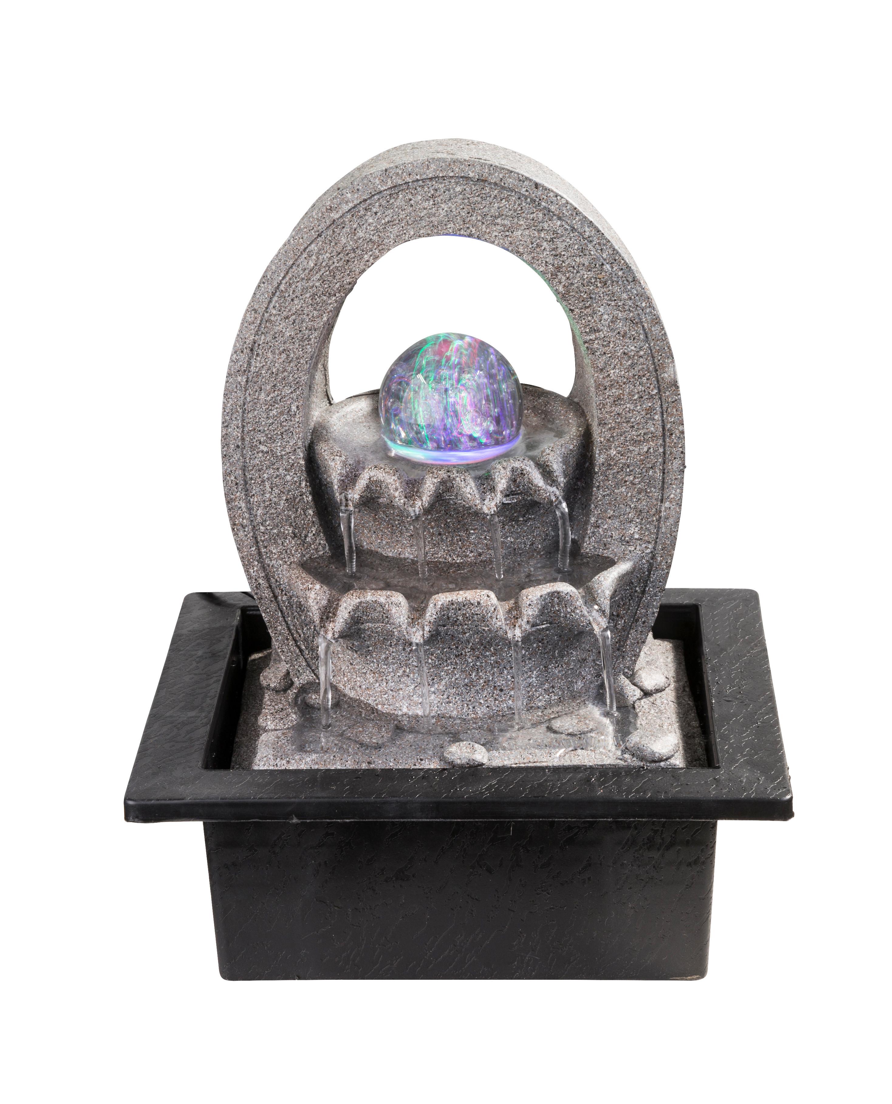 Zimmerbrunnen Zen-design H: 25,5 Cm 4 X Led Kunststoff - Grau, Basics, Kunststoff (21/17,5/25,5cm) - Globo