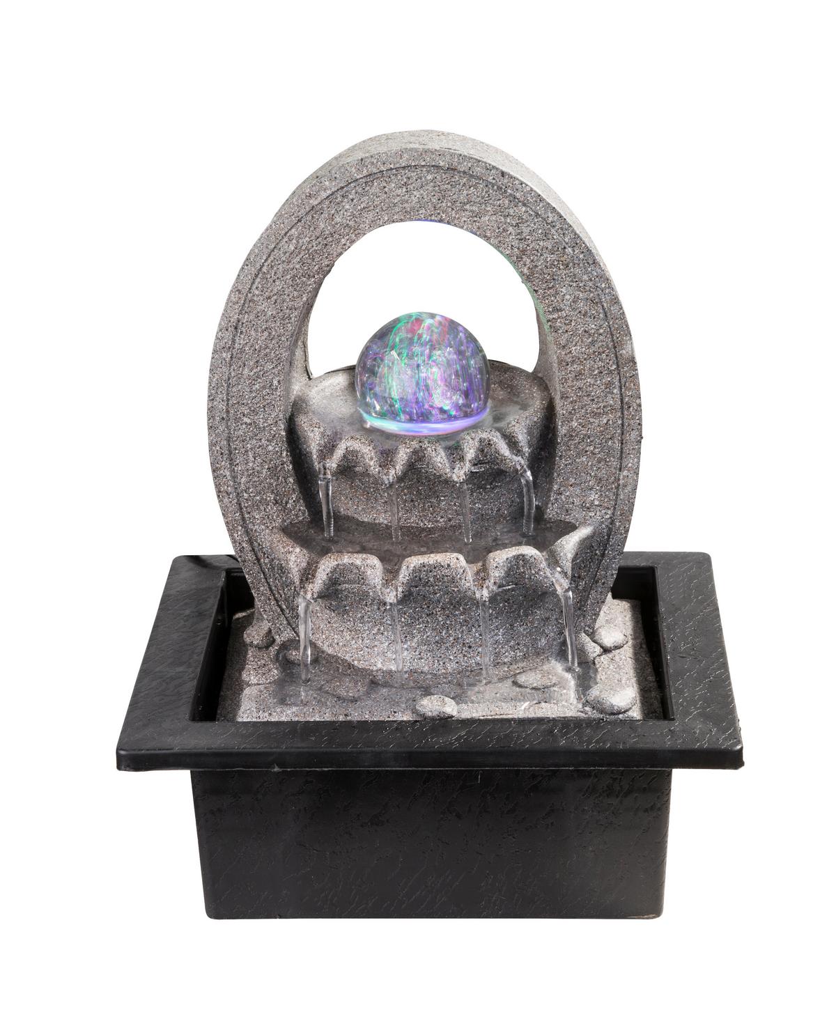 Zimmerbrunnen Zen-design H: 25,5 Cm 4 X Led Kunststoff - Grau, Basics, Kunststoff (21/17,5/25,5cm) - Globo