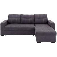 Ecksofa mit Schlaffunktion & Bettkasten Mediolan Dunkelgrau - Dunkelgrau/Schwarz, Design, Textil (240/160cm) - Ondega