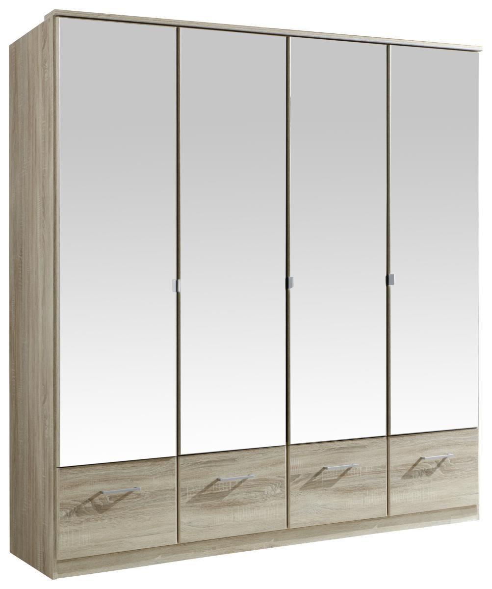 Drehtürenschrank Mit Spiegel 180cm Imago, Sägerau Dekor - Eichefarben, KONVENTIONELL, Glas/Holzwerkstoff (180/199/58cm) - MID.YOU