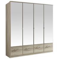 Drehtürenschrank Mit Spiegel 180cm Imago, Sägerau Dekor - Eichefarben, KONVENTIONELL, Glas/Holzwerkstoff (180/199/58cm) - MID.YOU