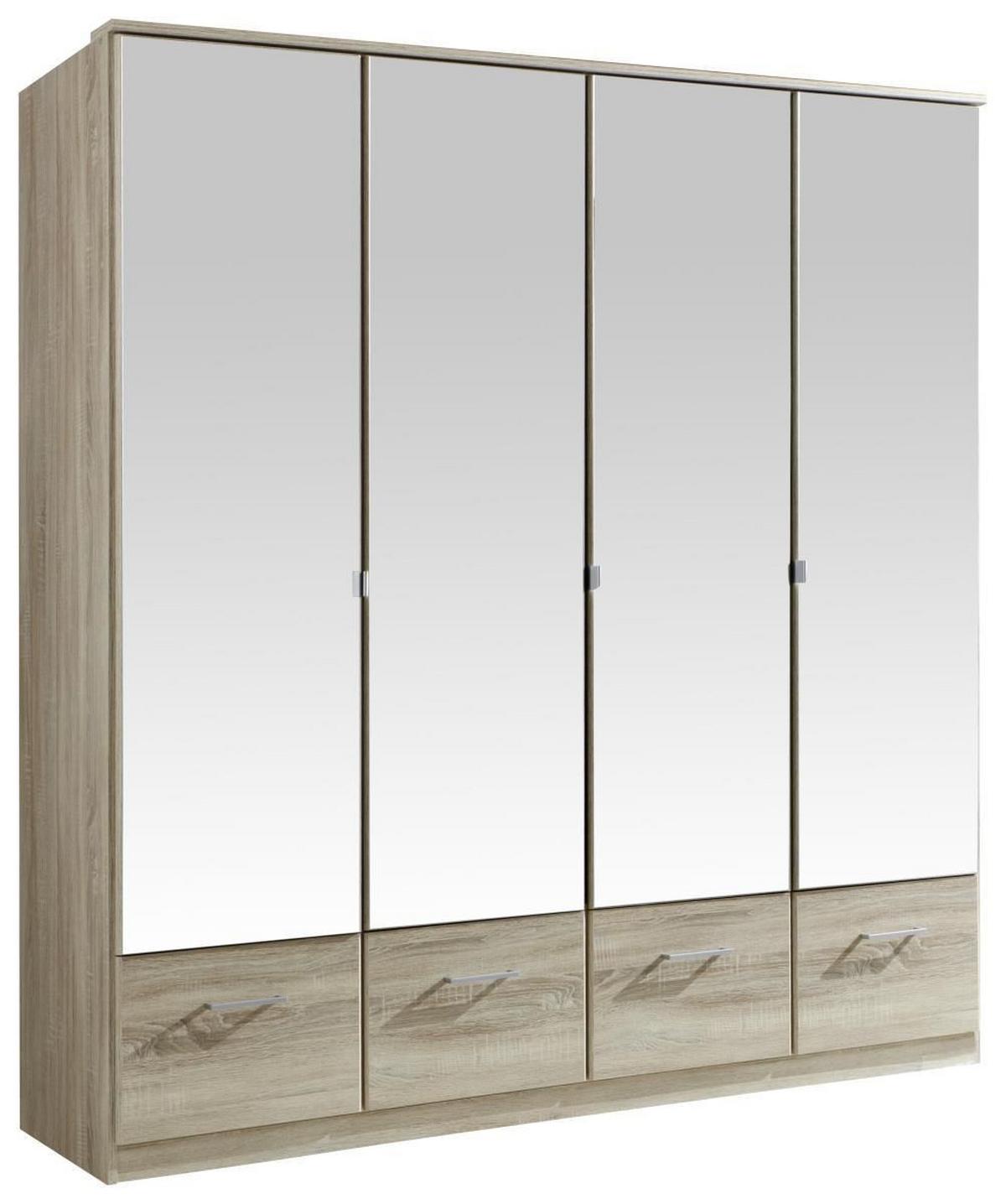 Drehtürenschrank Mit Spiegel 180cm Imago, Sägerau Dekor - Eichefarben, KONVENTIONELL, Glas/Holzwerkstoff (180/199/58cm) - MID.YOU