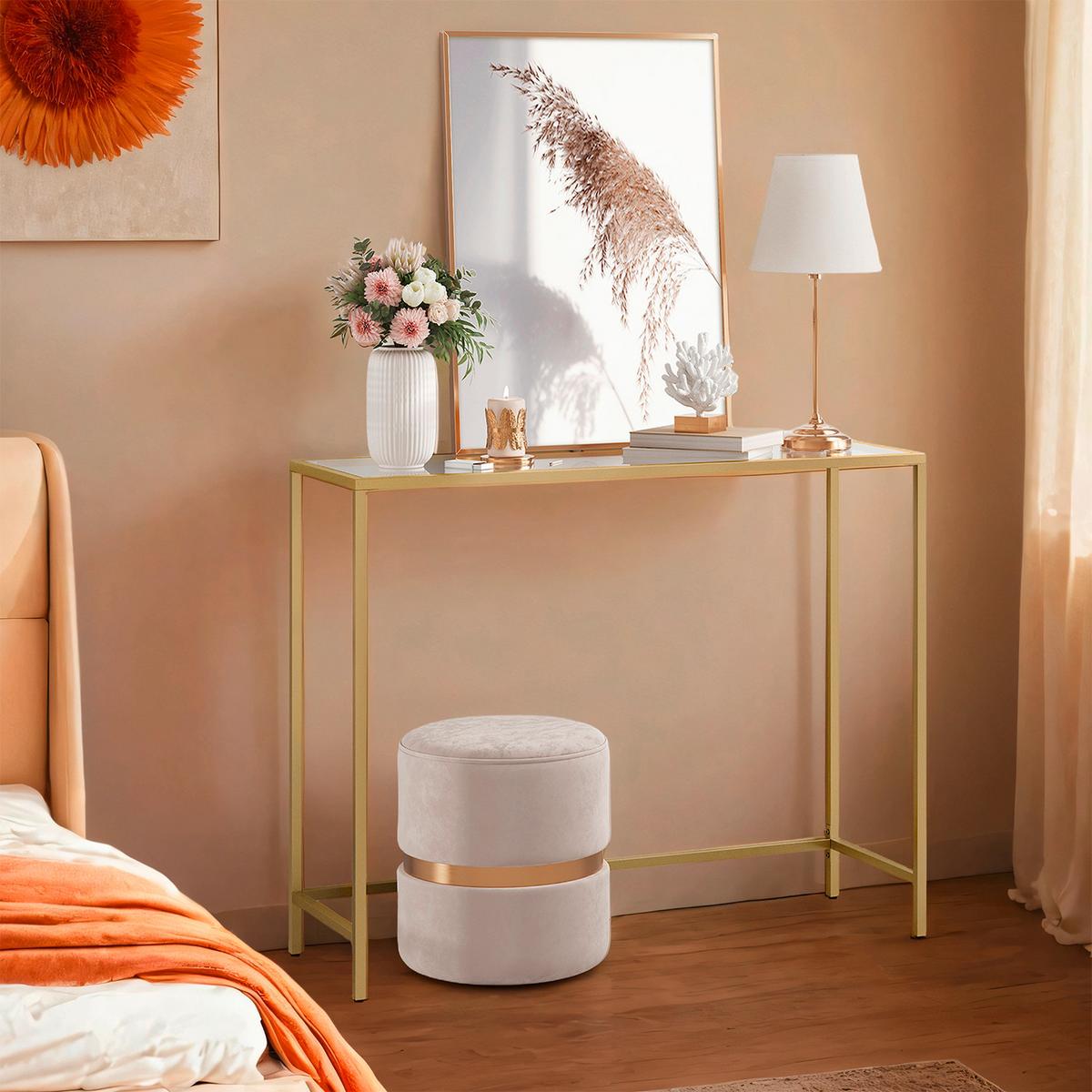 Konsolentisch Goldfarben B: 100,5 cm - Goldfarben, Trend, Glas/Metall (100,5/80/20cm) - MID.YOU