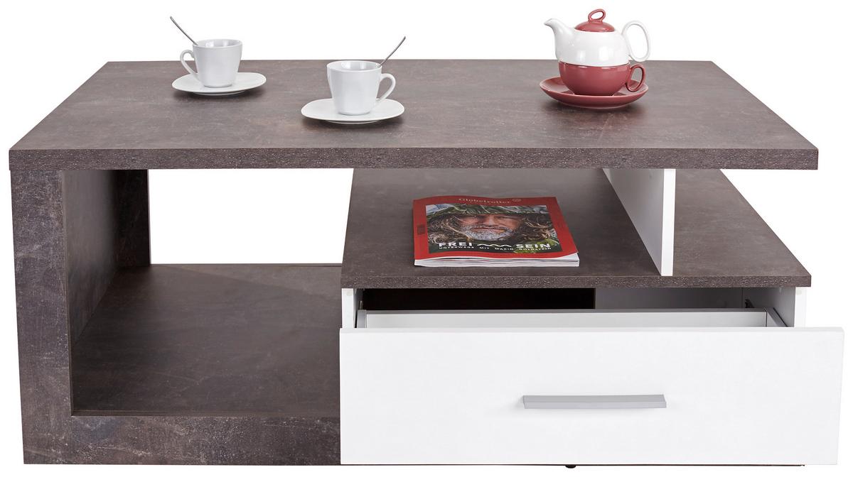 Couchtisch Mit Stauraum Iguan, Betonoptik Dunkel/weiß - Dunkelgrau/Weiß, MODERN, Holzwerkstoff (110/45/67cm)