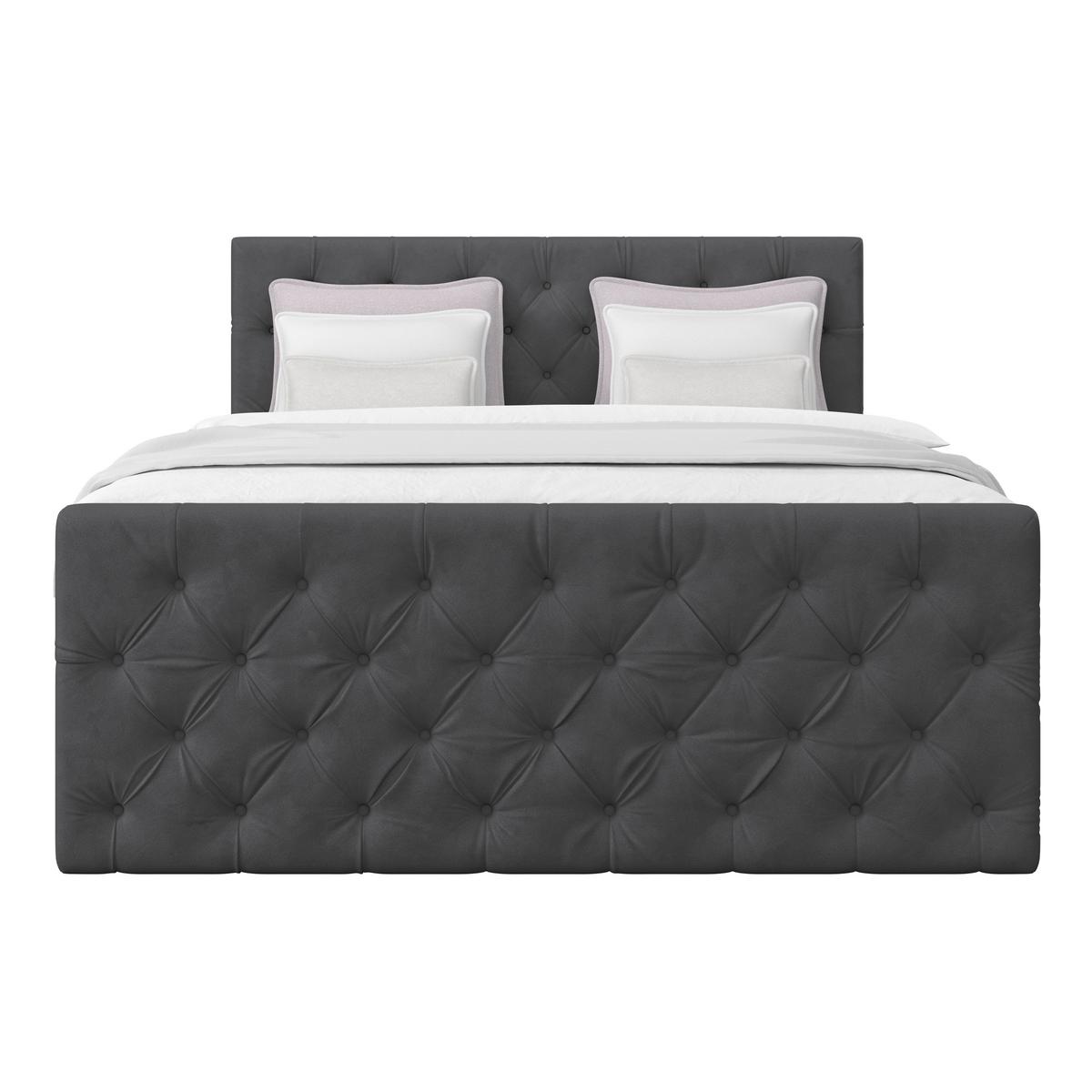 Boxspringbett Elio Graphitfarben 160x200 cm H3 - Beige/Schwarz, ROMANTIK / LANDHAUS, Textil (160/200cm) - James Wood