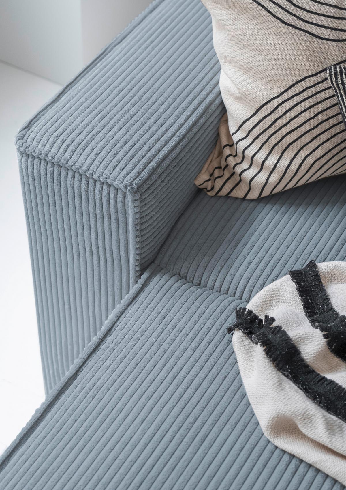 Rohová sedačka OLIVER, světle šedá, manšestr, pravá - černá/světle šedá, Design, textil/plast (156/322/194cm) - MID.YOU