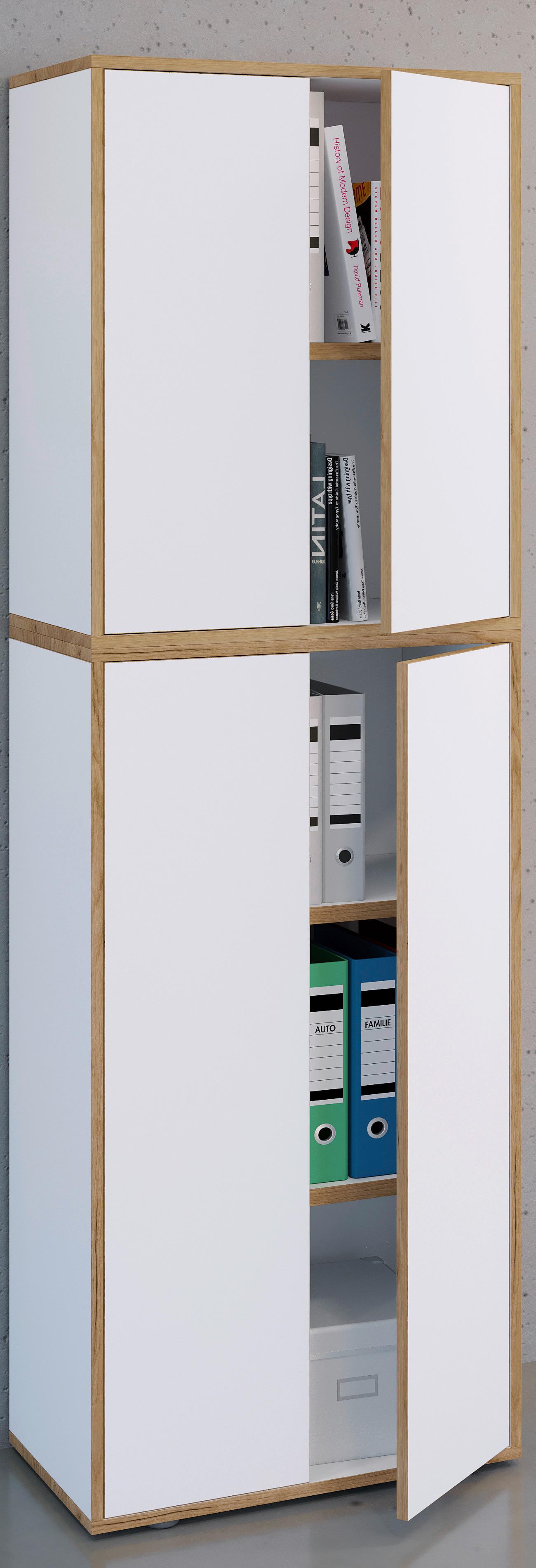 Aktenschrank Salia Weiß, Honigeiche B: 60 cm - Honigeiche/Weiß, Design, Holzwerkstoff (60/183/33cm) - MID.YOU