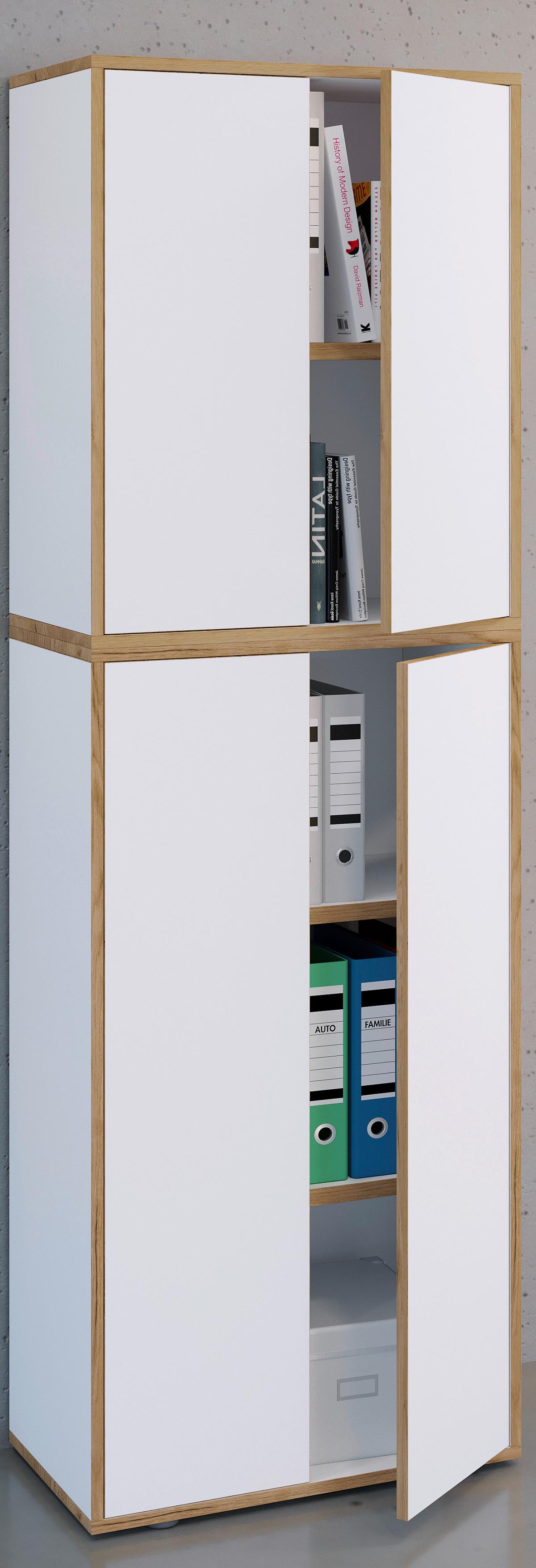 Aktenschrank Salia Weiß, Honigeiche B: 60 cm - Honigeiche/Weiß, Design, Holzwerkstoff (60/183/33cm) - MID.YOU