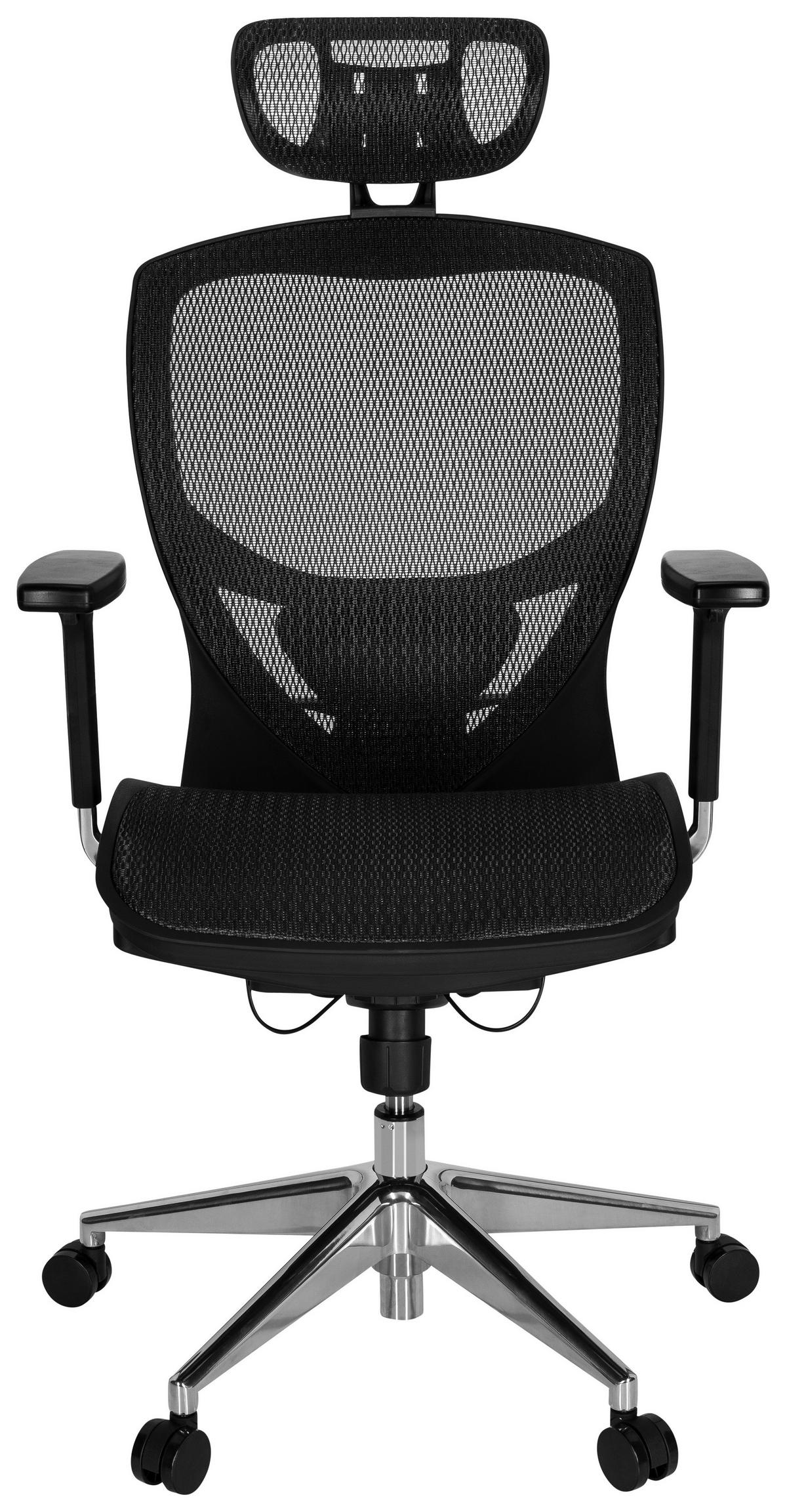 Bürostuhl Venus One Schwarz Bis 120 Kg - Silberfarben/Schwarz, Basics, Kunststoff/Textil (61/148/48cm) - MID.YOU