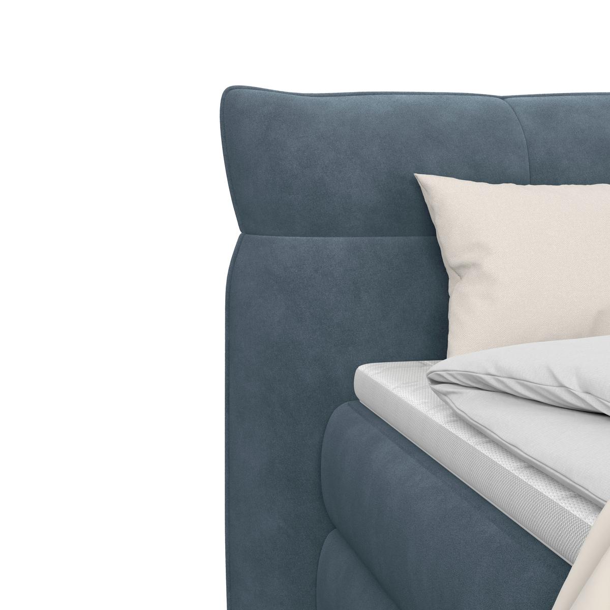Boxspringbett Carmelo Blaugrün 160x200 cm H3 - Schwarz/Grün, Trend, Textil (160/200cm)