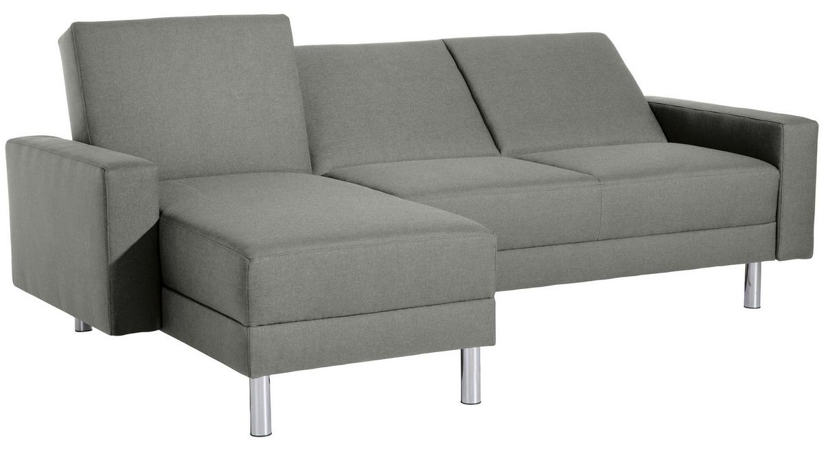 Ecksofa mit Schlaffunktion Just Fashion Hellgrau - Chromfarben/Hellgrau, KONVENTIONELL, Textil (152/230cm) - Max Winzer