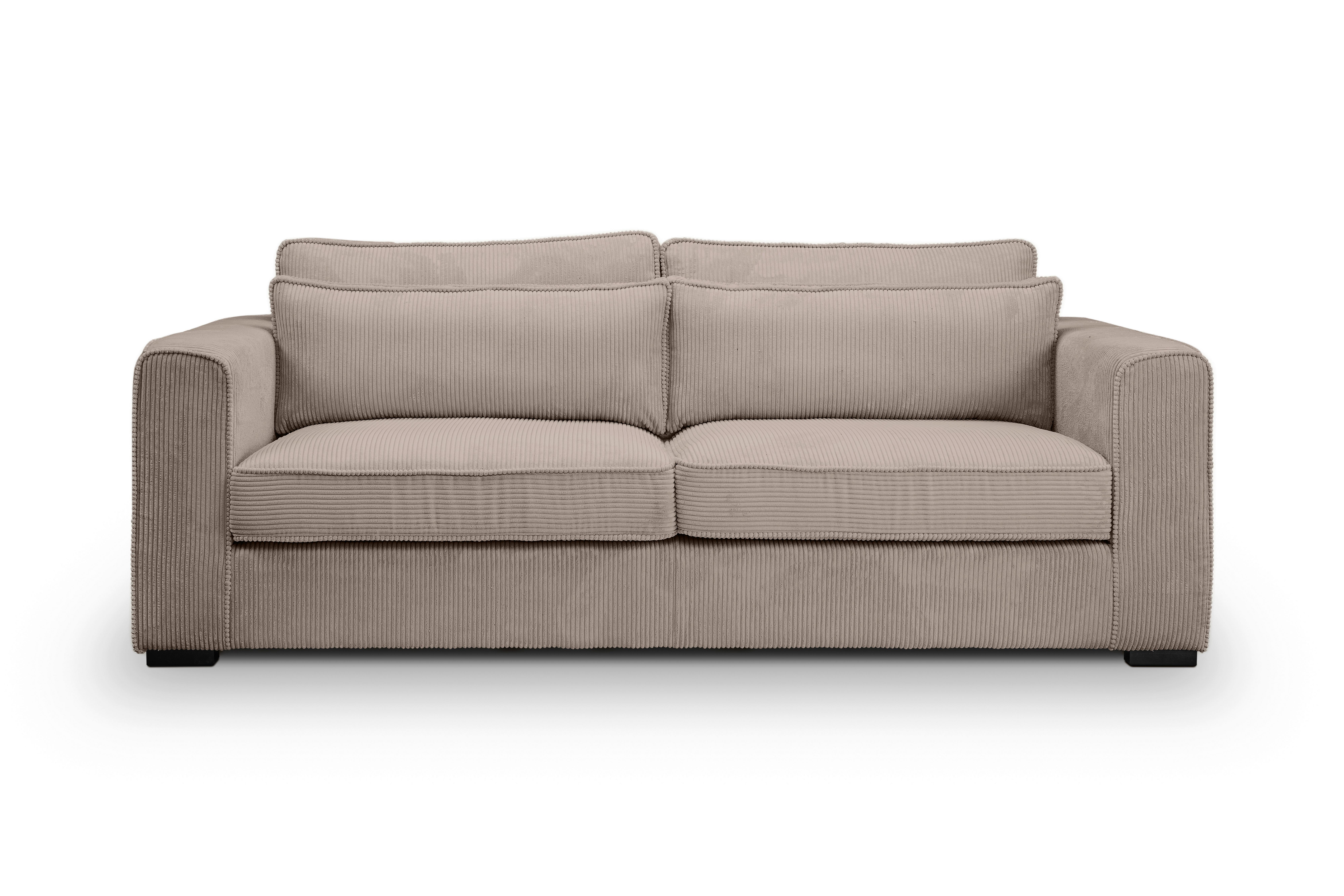3-Sitzer-Sofa Almera Beigebraun B: 241cm - Beigebraun/Schwarz, Basics, Holz/Textil (241/92/112cm) - MID.YOU