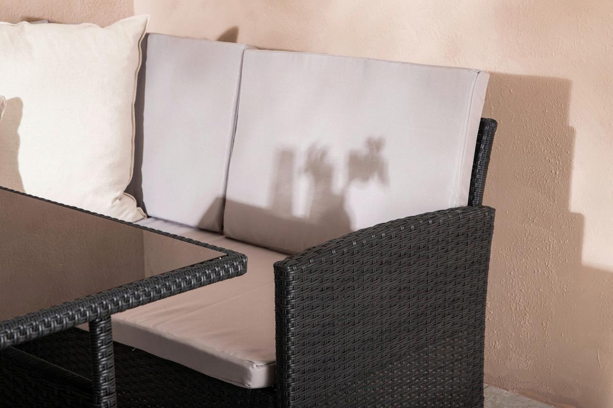 Loungegarnitur 4-Tlg Knock Kunststoff mit Kissen - Schwarz/Grau, KONVENTIONELL, Kunststoff - Gardenson