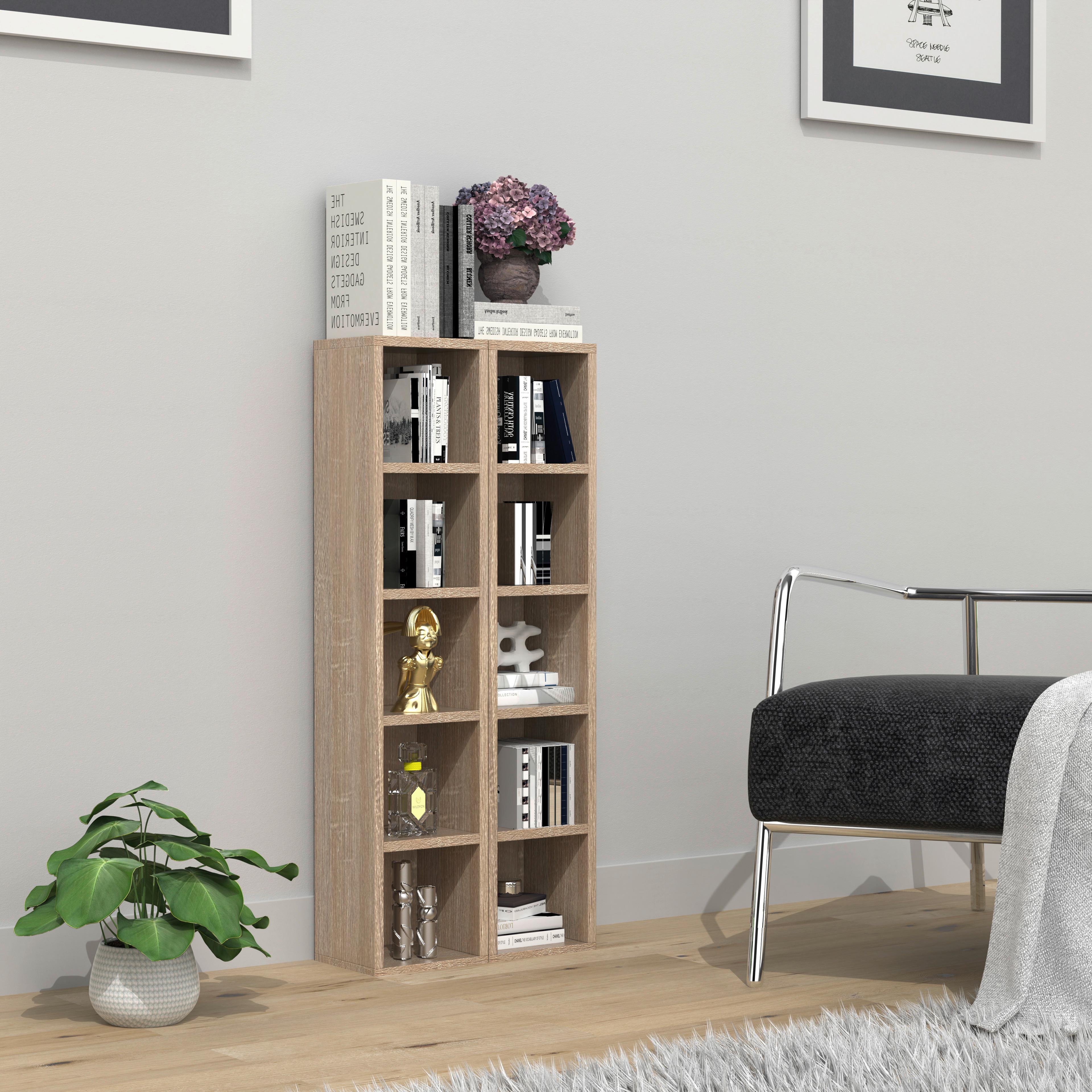CD-Regal Megosa Sonoma Eiche Dekor - Sonoma Eiche, Design, Holzwerkstoff (40/94/17cm) - MID.YOU