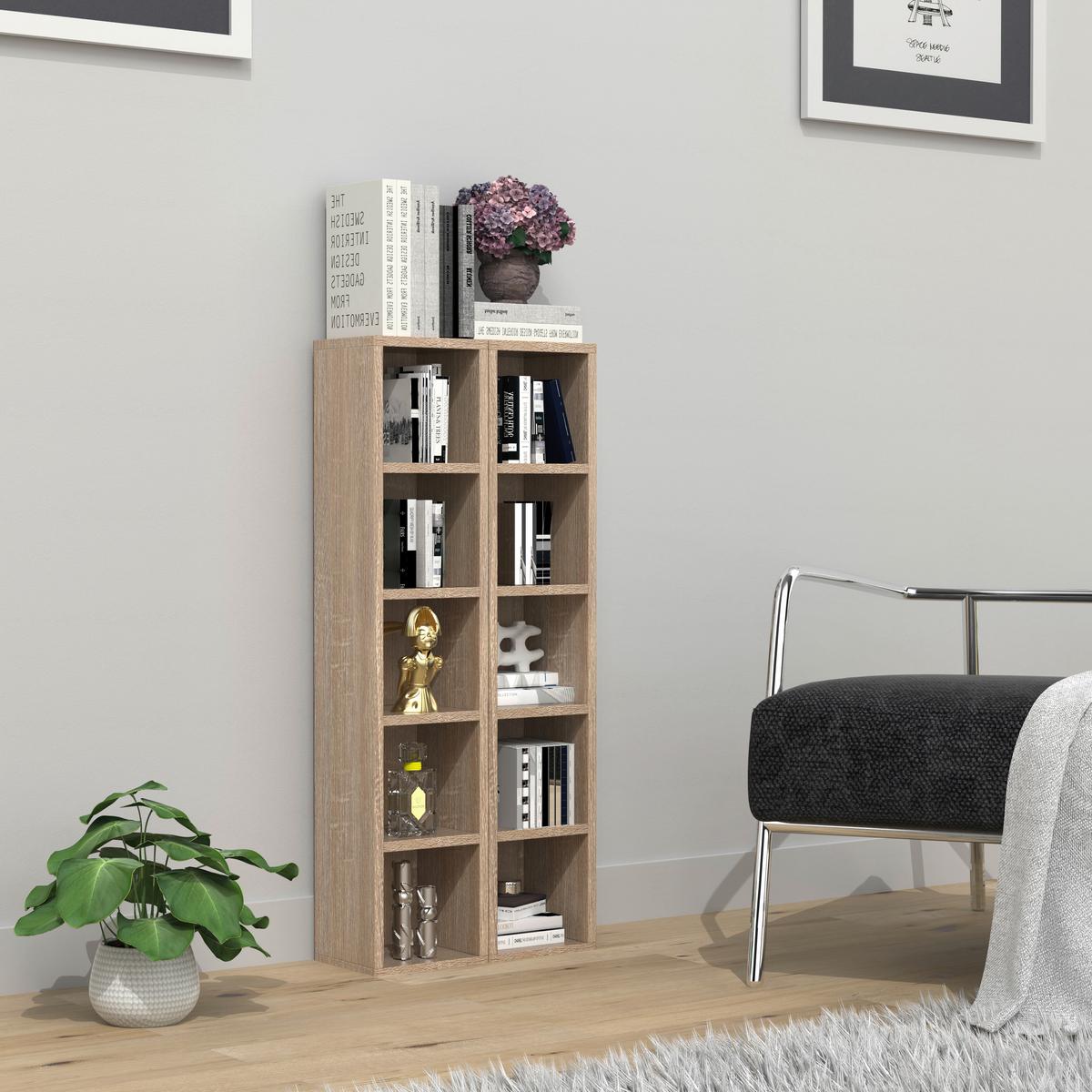 CD-Regal Megosa Sonoma Eiche Dekor - Sonoma Eiche, Design, Holzwerkstoff (40/94/17cm) - MID.YOU