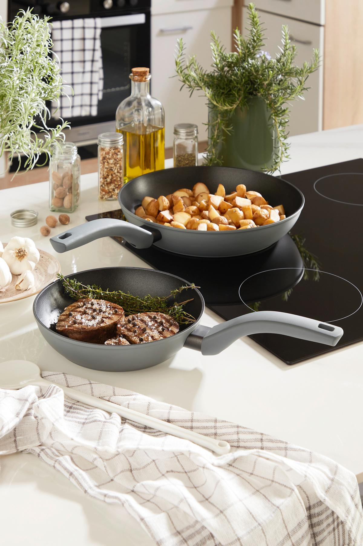 Pfannenset Dirk 2-tlg. Antihaftbeschichtung - Schwarz/Grau, KONVENTIONELL, Kunststoff/Metall - James Wood