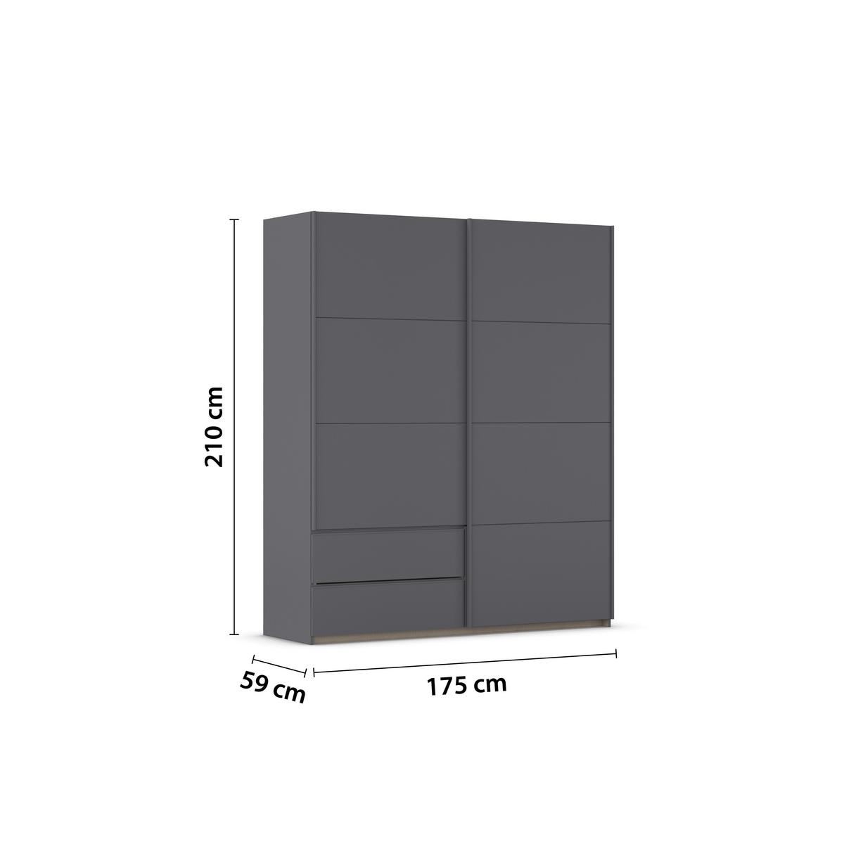 Schwebetürenschrank Stoke Grau B: 175 cm - Grau, MODERN, Holzwerkstoff (175/210/59cm) - Rauch Möbel