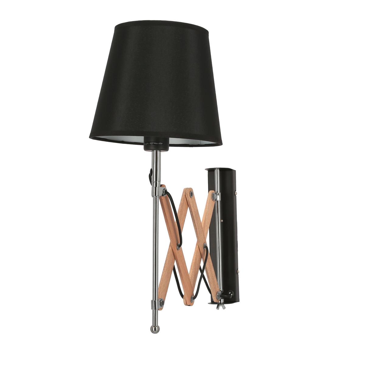 Wandleuchte 21-75420 - Schwarz, KONVENTIONELL, Metall (22.5/52/50cm)
