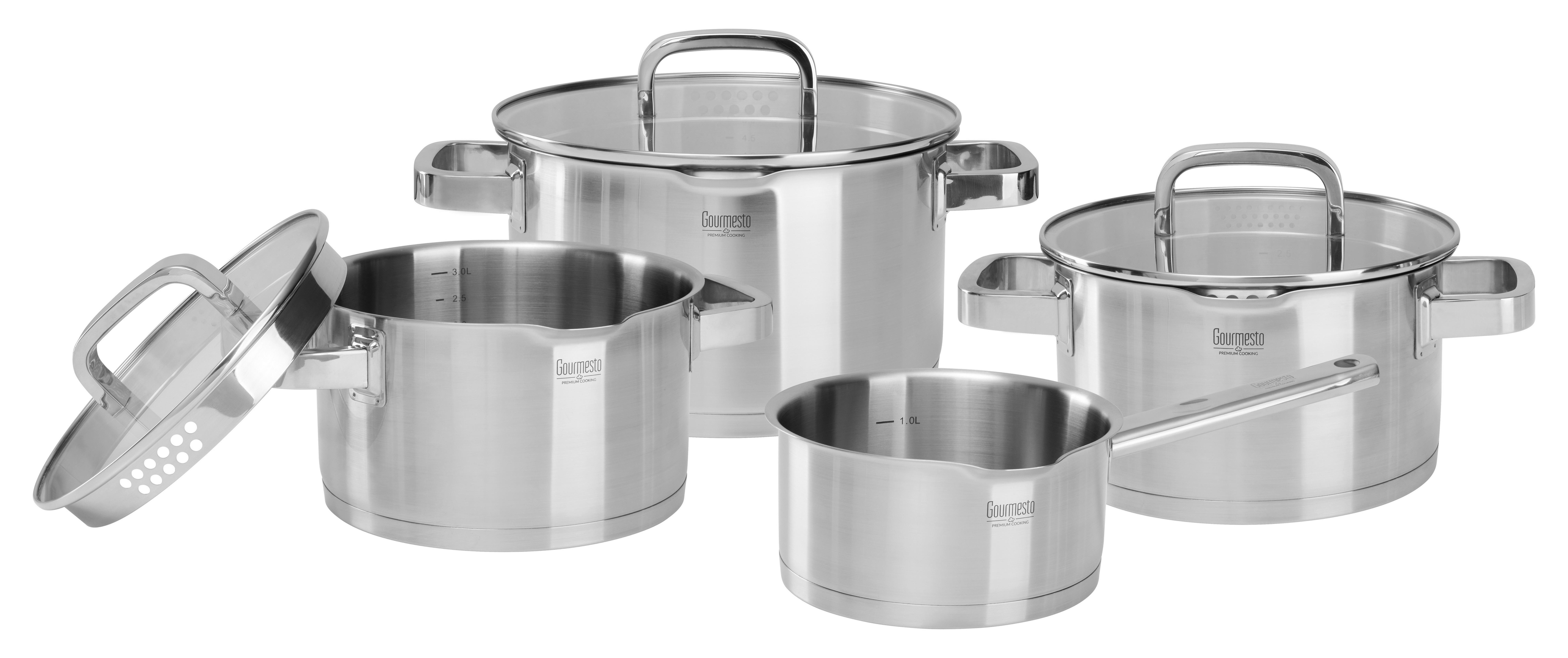 sada hrncov Silver Line, 7-dielna - číra/farba ušľachtilej ocele, Konventionell, kov/sklo - Gourmesto