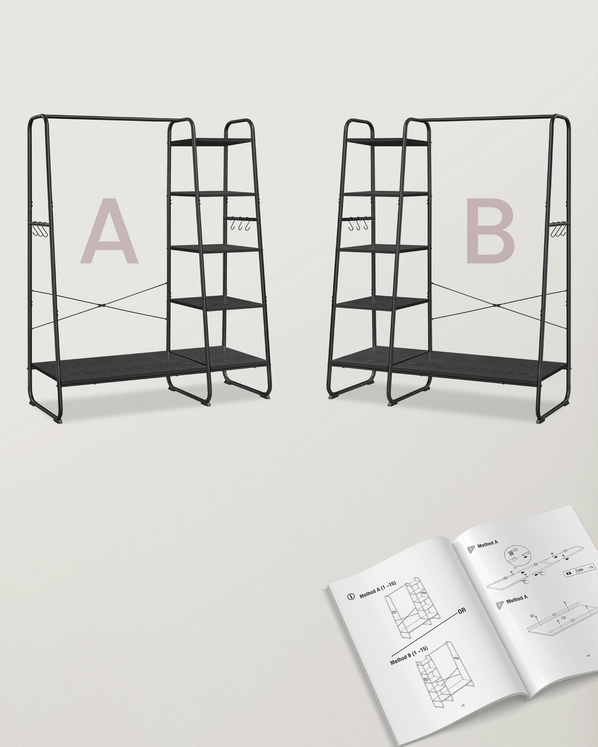 Kleiderschrank Schwarz B: 120cm - Schwarz, Basics, Holzwerkstoff/Metall (120/160/45cm)