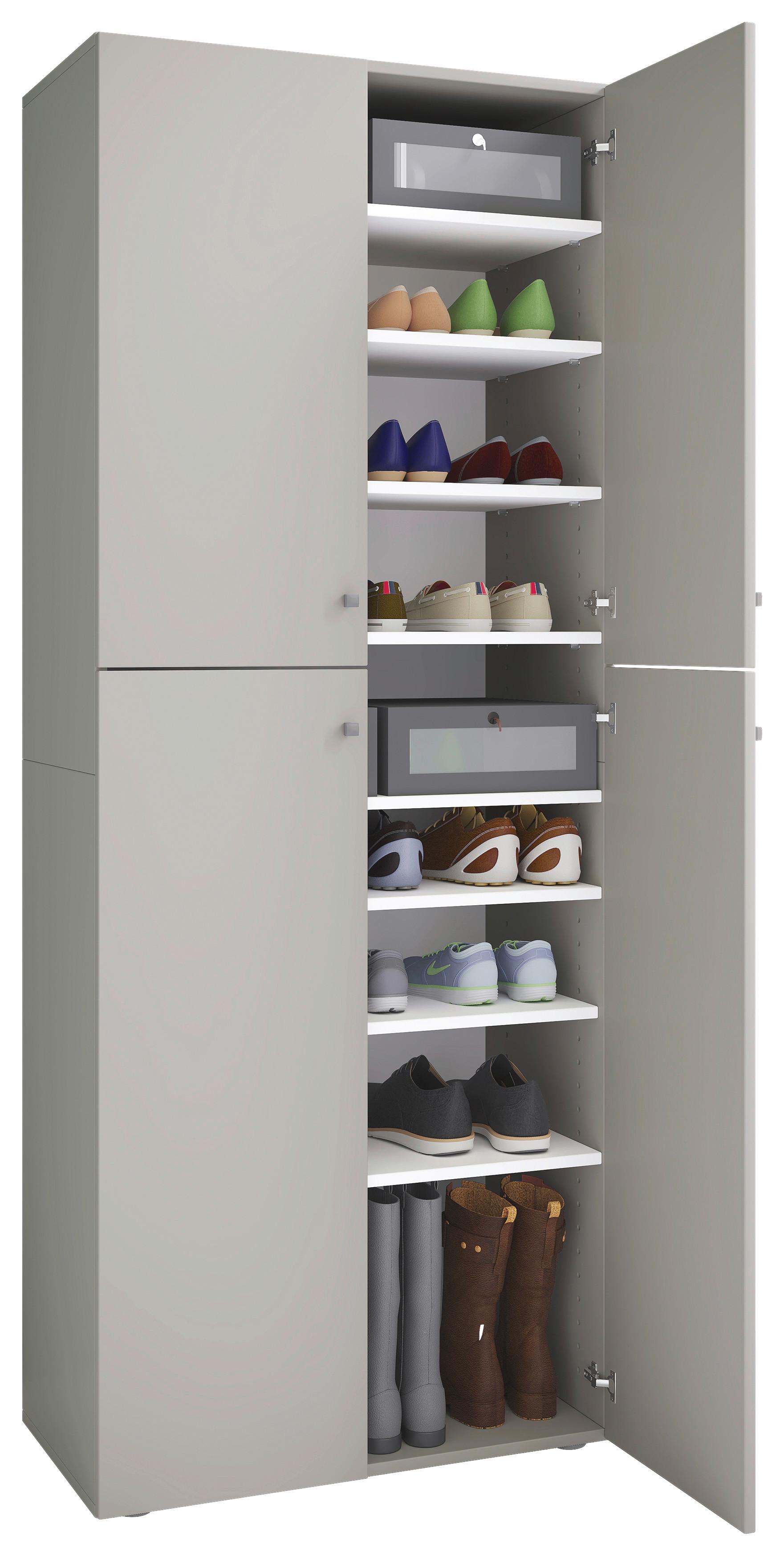 Schuhschrank Lona XXL Grau 9 Fächer B: 70 cm - Schwarz/Grau, KONVENTIONELL, Holzwerkstoff (70/182/37cm) - MID.YOU