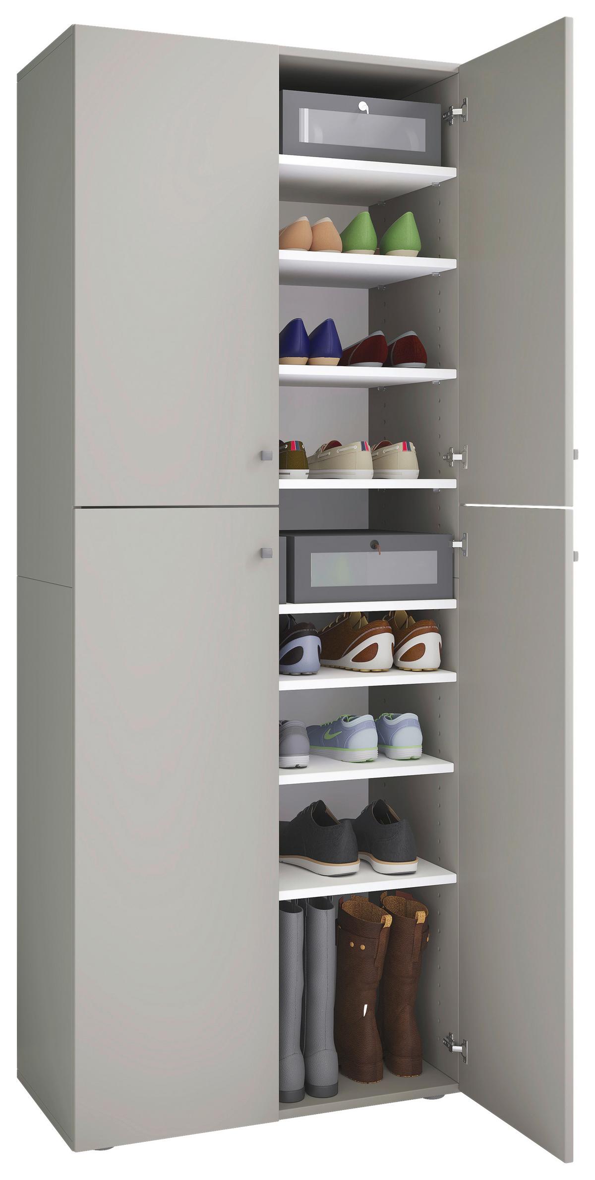 Skřín na boty LONA XXL š: 70cm šedá - šedá/černá, Konvenční, kompozitní dřevo/plast (70/182/37cm) - MID.YOU