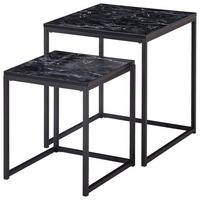 Beistelltisch 2er-set In Marmoroptik, Schwarz - Schwarz, KONVENTIONELL, Holzwerkstoff/Metall (45/45/50cm) - MID.YOU