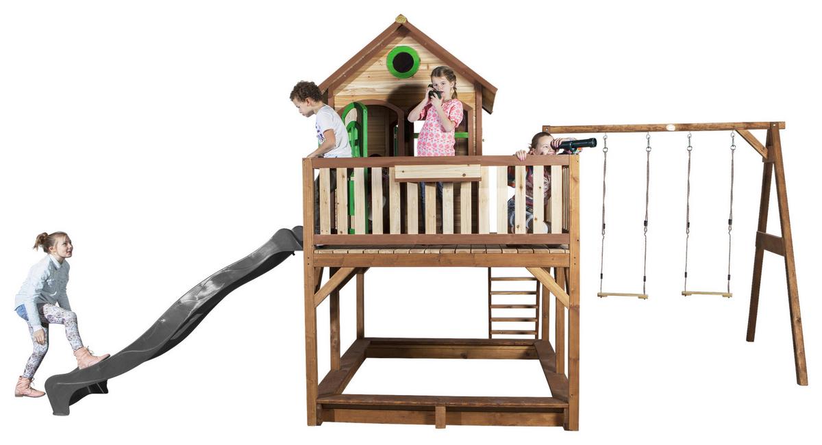 Spielturm A030.153.80 - Braun/Grau, KONVENTIONELL, Holz (613/291/277cm) - Ambia Garden