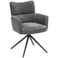 Armlehnstuhl Maja Webstoff Grau, B: 58 Cm - Schwarz/Grau, KONVENTIONELL, Textil/Metall (58/84/64cm) - MID.YOU