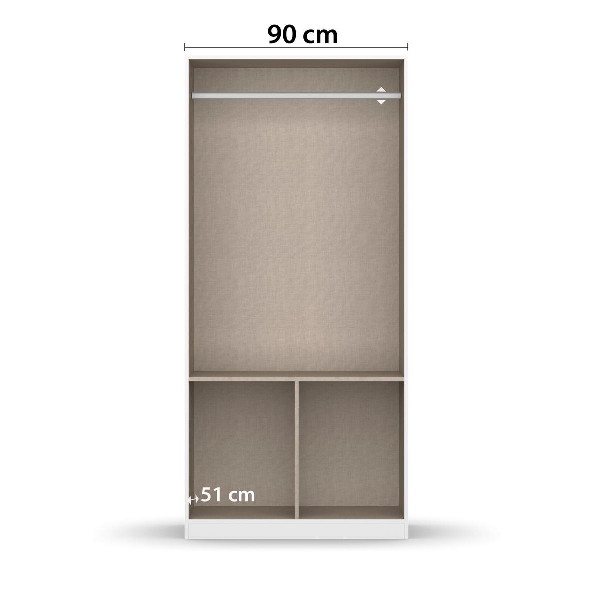 Drehtürenschrank 91 cm Belrin Eiche Dekor/Weiß - Weiß Hochglanz/Eiche Artisan, MODERN, Holzwerkstoff (91/210/54cm) - Rauch Möbel