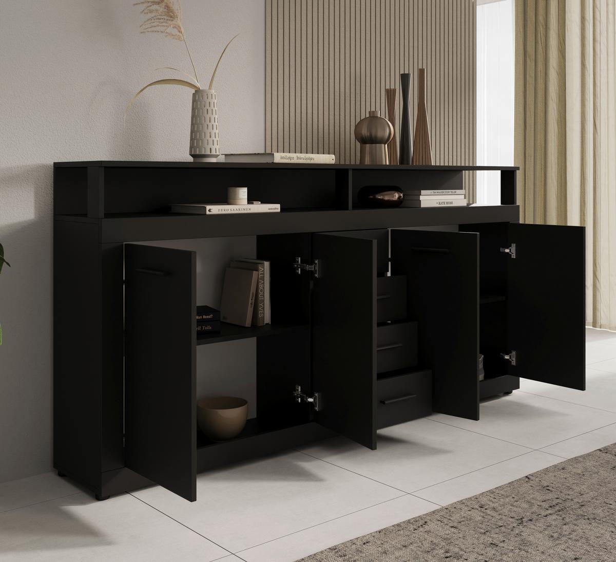 Sideboard Lupo Anthrazit B: 190 cm - Anthrazit, Design, Holzwerkstoff (190/96/32cm) - MID.YOU