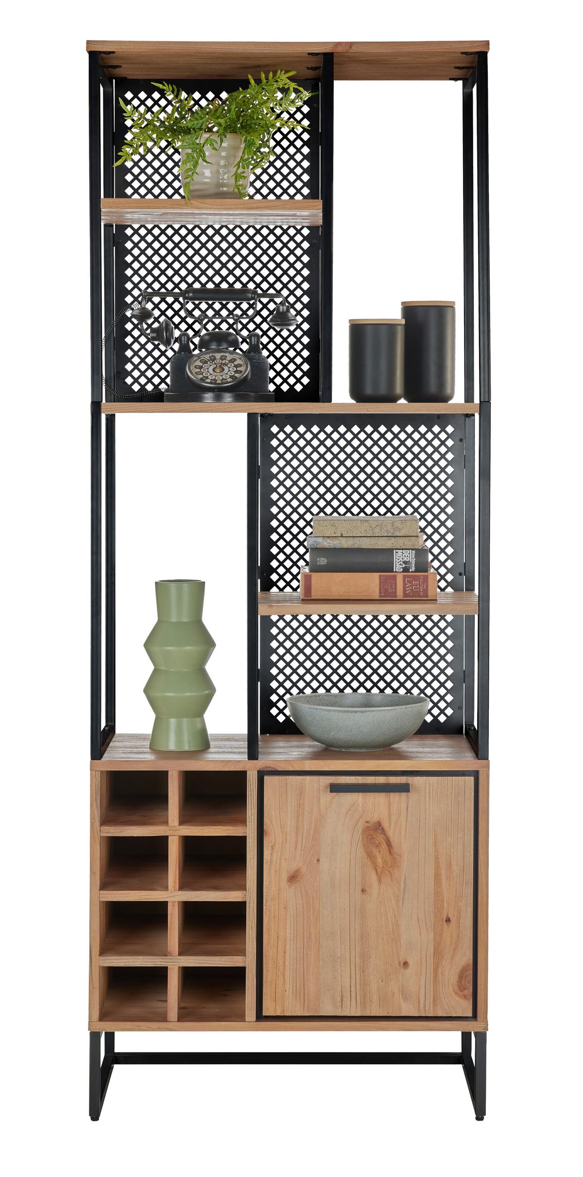 STOJACÍ REGÁL RUSTY - přírodní barvy/antracitová, Moderní, kov/dřevo (70/188/35cm) - Zandiara