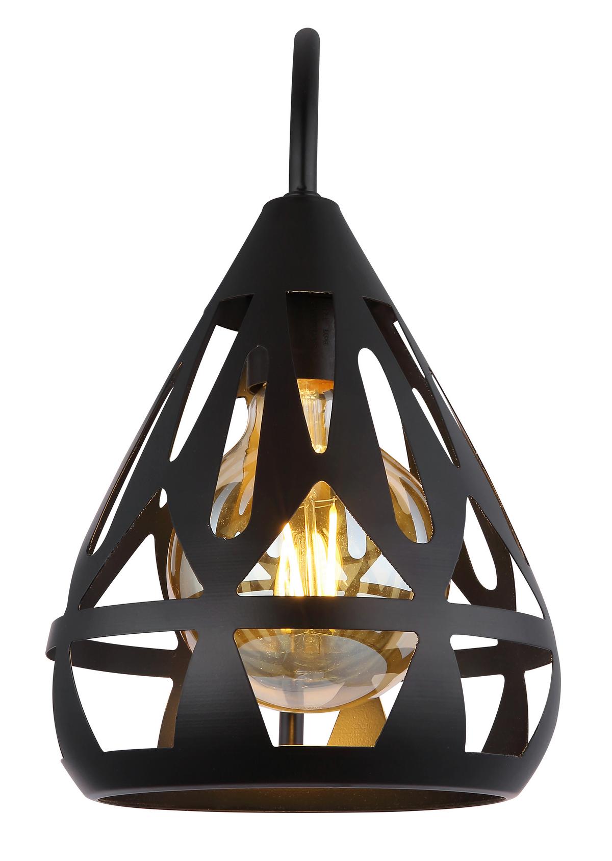 Wandleuchte 15889w - Schwarz, KONVENTIONELL, Kunststoff/Metall (17/25/29cm) - Globo