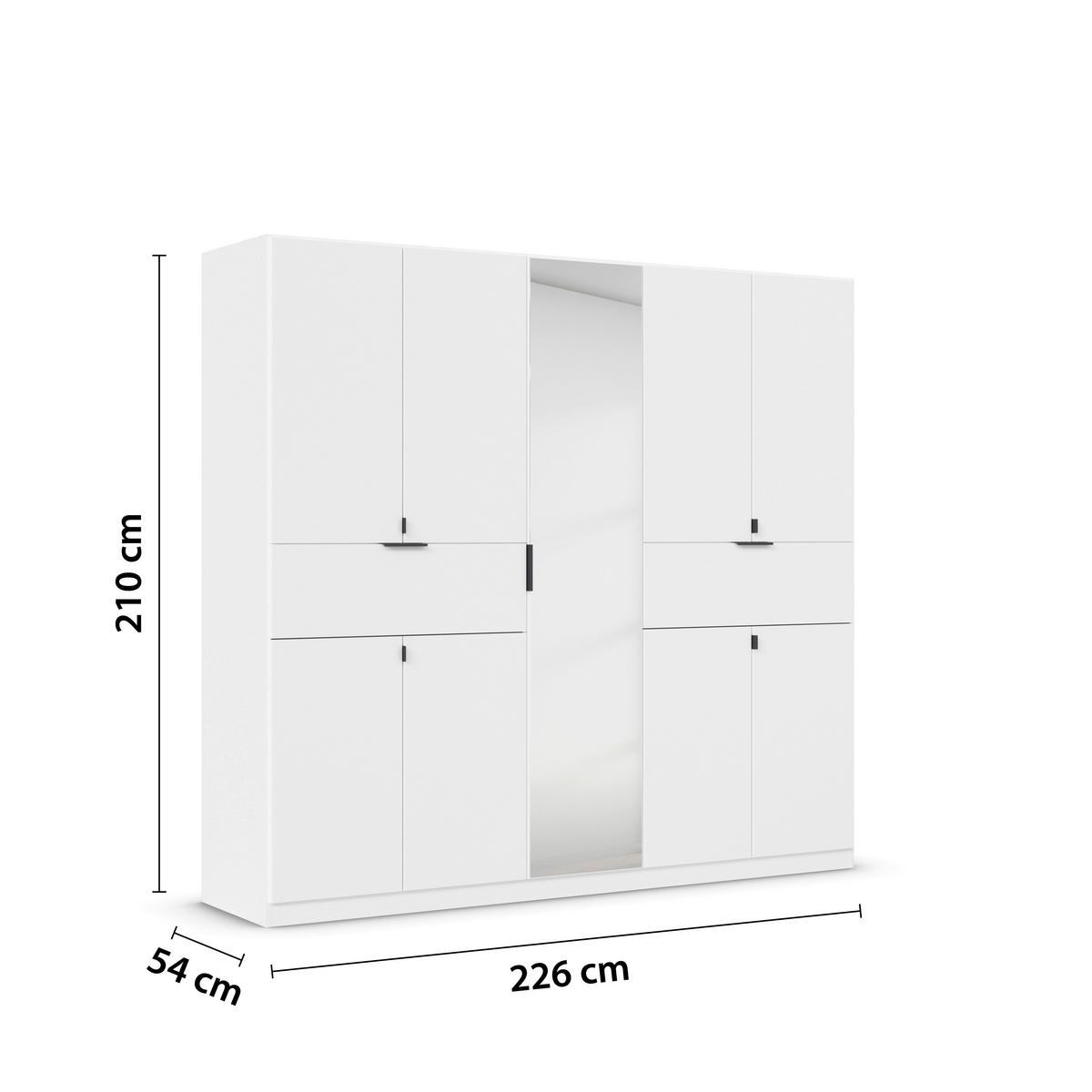 Drehtürenschrank Ticao Weiß B: 226 cm - Silberfarben/Weiß, MODERN, Holzwerkstoff (226/210/54cm) - Rauch Möbel