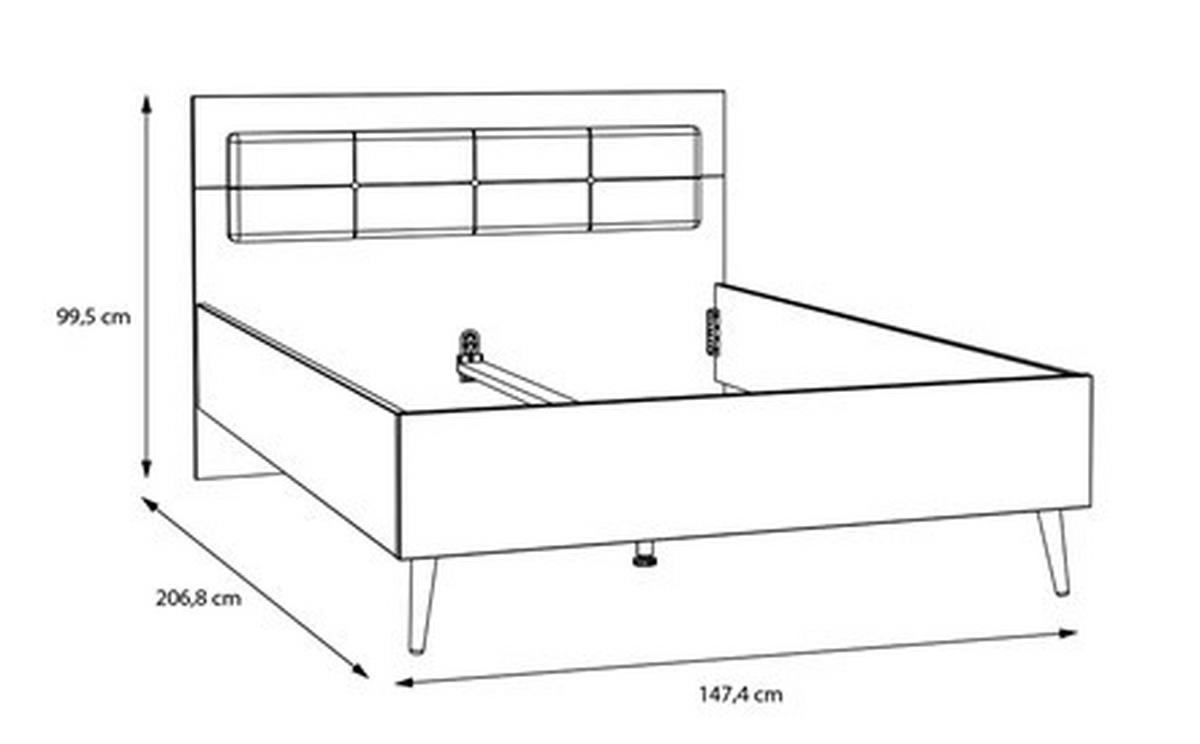 Ágykeret Whenua 140/200 - tölgyfa színű/zsályazöld, Modern, faalapú anyag/textil (140/200cm) - Mömax