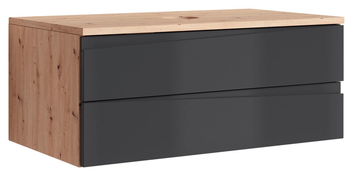 Waschbeckenunterschrank Shape Eiche Artisan/Anthrazit B:80cm - Anthrazit/Eiche Artisan, LIFESTYLE, Holzwerkstoff (80/33/47cm) - MID.YOU