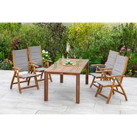 Gartensessel Klappbar Acapulco Akazie/Textil - Grau/Akaziefarben, ROMANTIK / LANDHAUS, Holz/Textil (61,5/110,5/68cm) - Gardenson