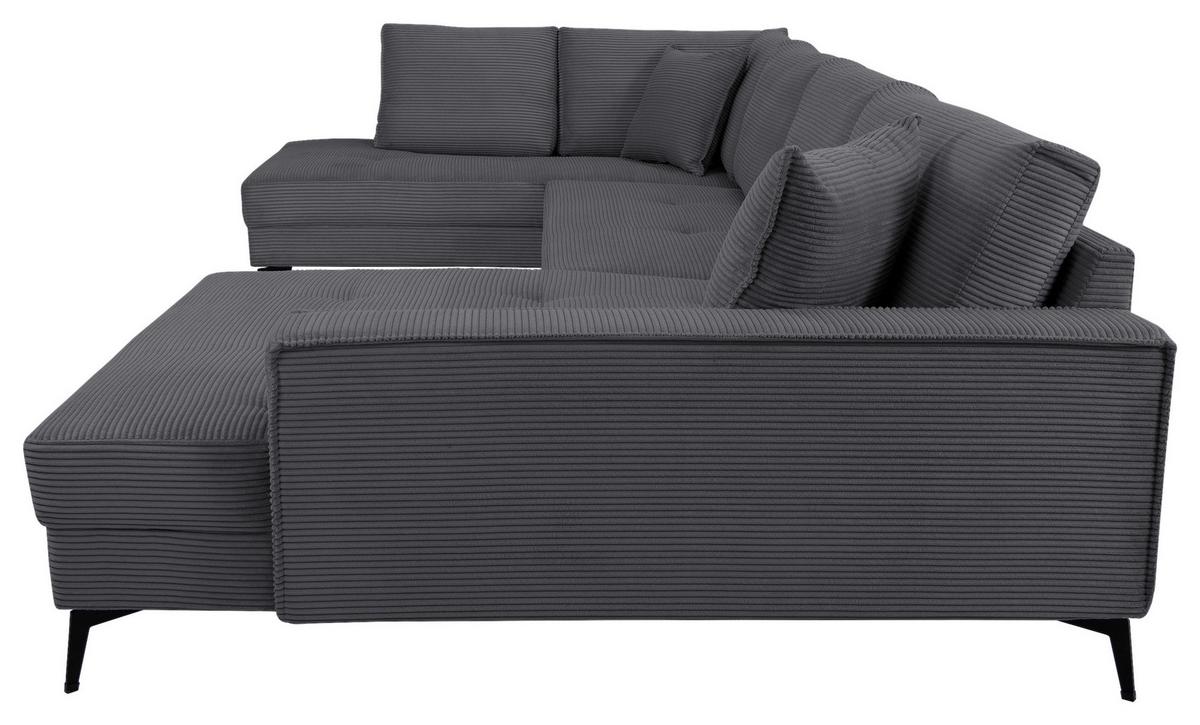 Wohnlandschaft Zero D-Grau U-Form 195x362x173 cm - Dunkelgrau/Schwarz, Trend, Textil (195/362/173cm)
