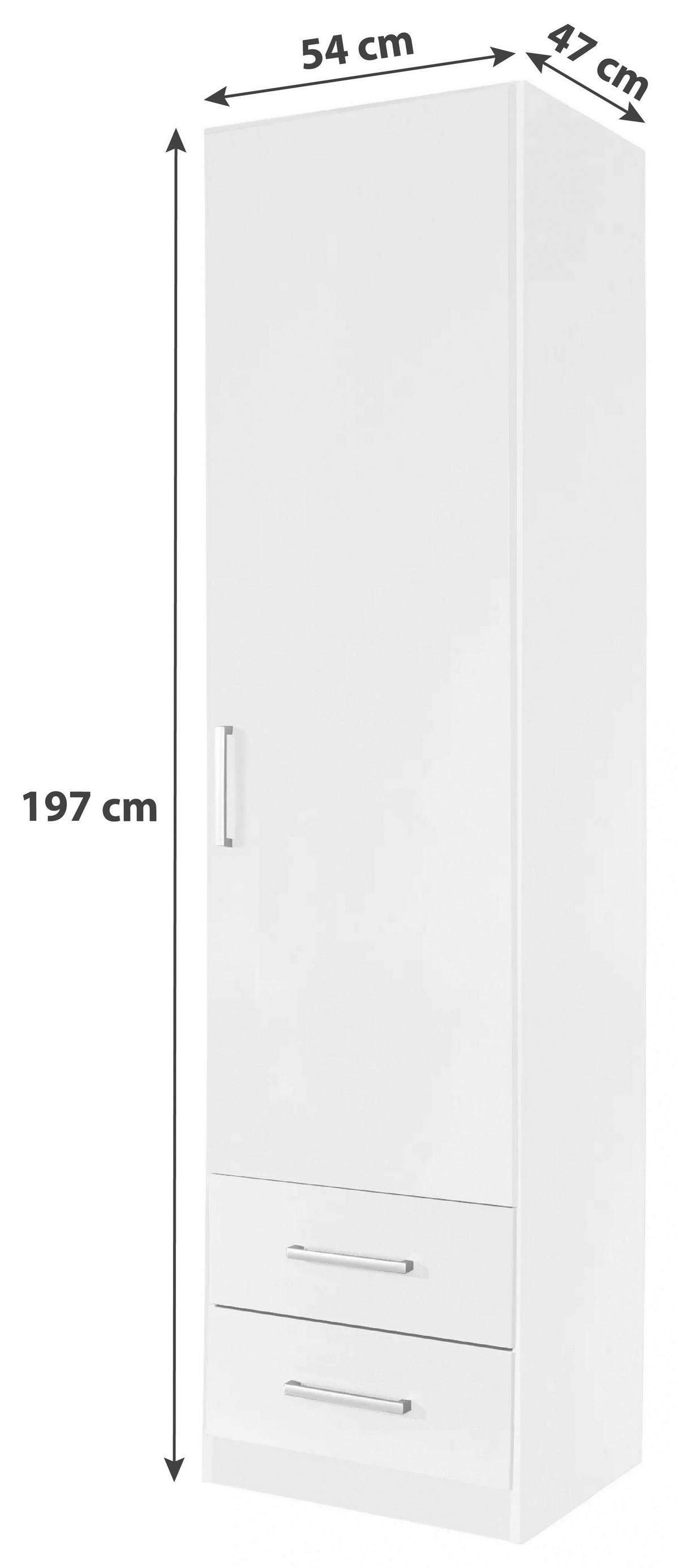 Drehtürenschrank mit Laden 47cm Albero Extra, Grau/Weiß - Weiß/Grau, Design, Holzwerkstoff (47/197/54cm) - Rauch Möbel