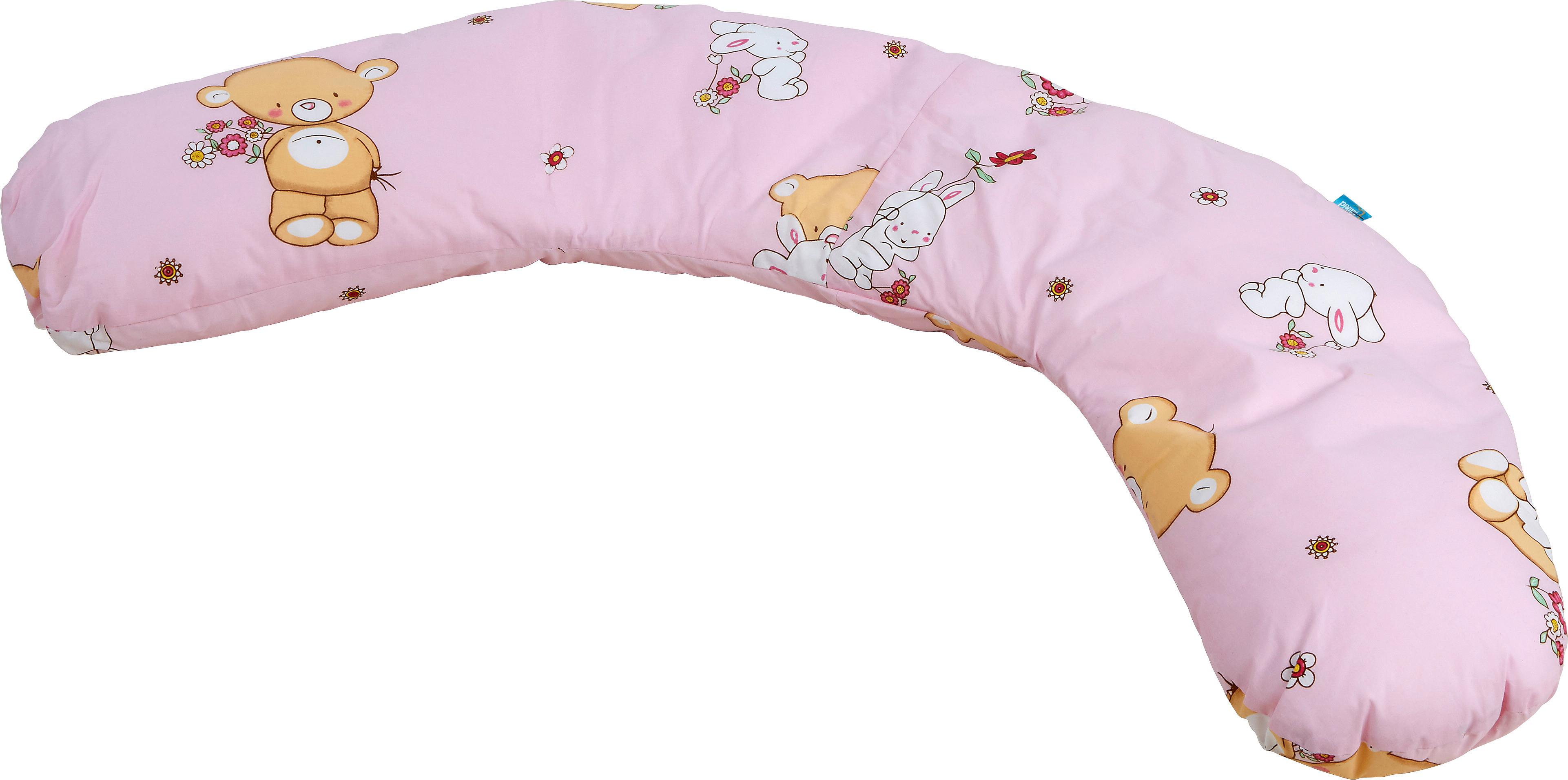 Stillkissen Blumenbär 140 cm Bezug waschbar 100% Baumwolle - Blau/Gelb, Textil (140cm) - Fillikid